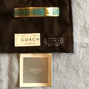 Coach 1/2” Signature Bangle Gold/Turquoise